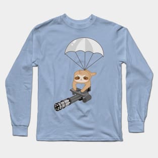 Spy Sloth with Gatling guns Long Sleeve T-Shirt